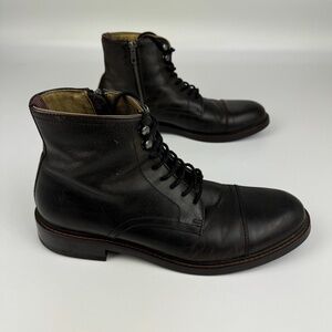 Aston Grey Mens Size 10 Biressa Leather Dark Brown Boots Side Zip Lace Up